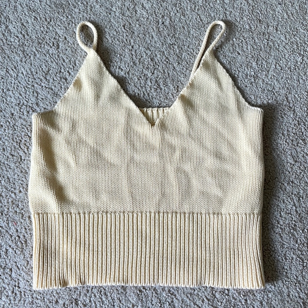 pale yellow knit top